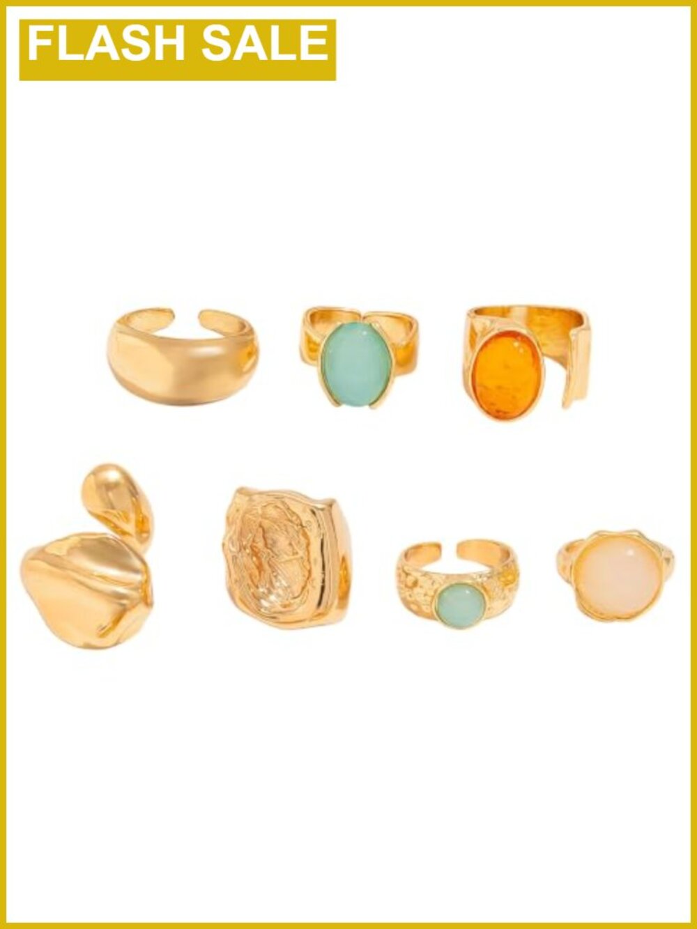 7-Piece Chunky Statement Ring Set Adjustable Stackable Alloy Rings